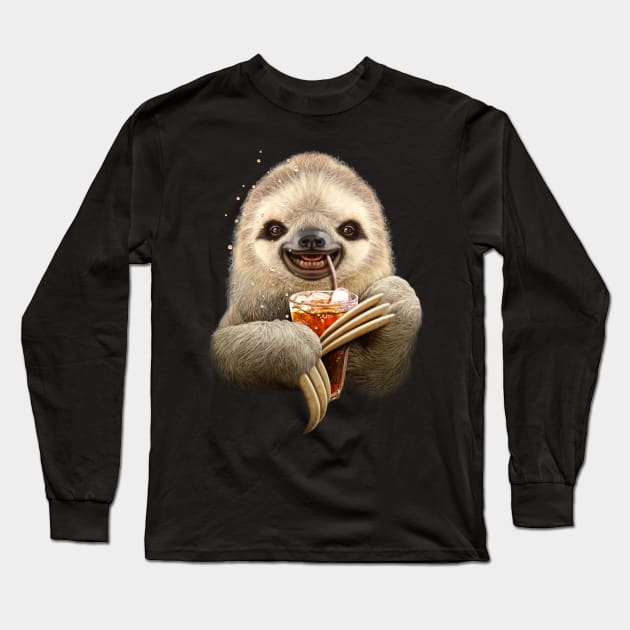 SLOTH & SOFT DRINK Long Sleeve T-Shirt by ADAMLAWLESS